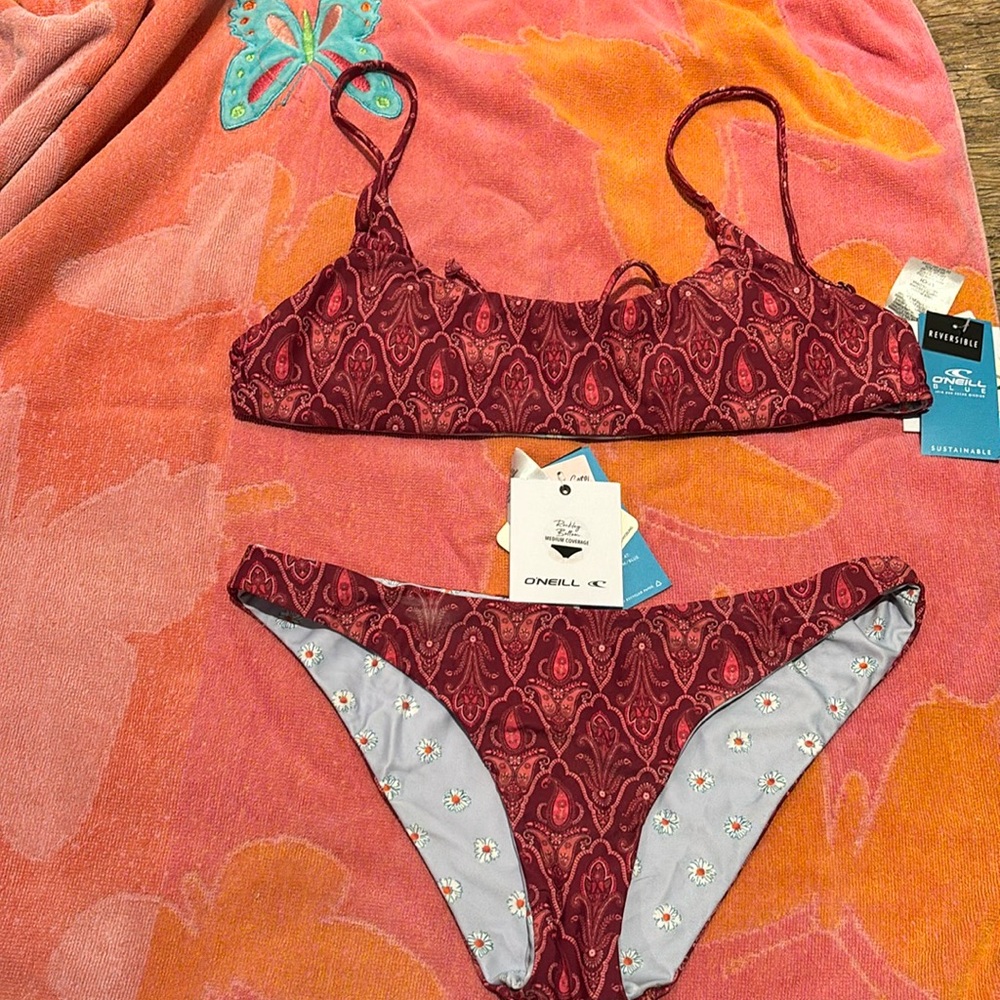 O'Neill Burgundy Patterned Two-Piece Bikini